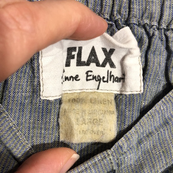 FLAX | Women’s Blue Linen Micro Stripe Front Slit Vintage Maxi Skirt size Large - Picture 6 of 9